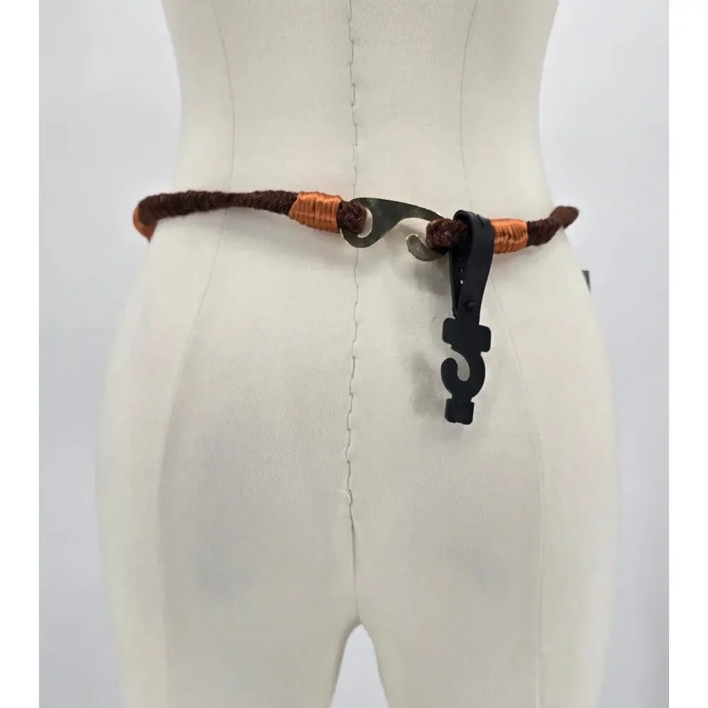 Rhea Vintage‎ 80's Faux Leather & Rope Belt with Beaded Accent